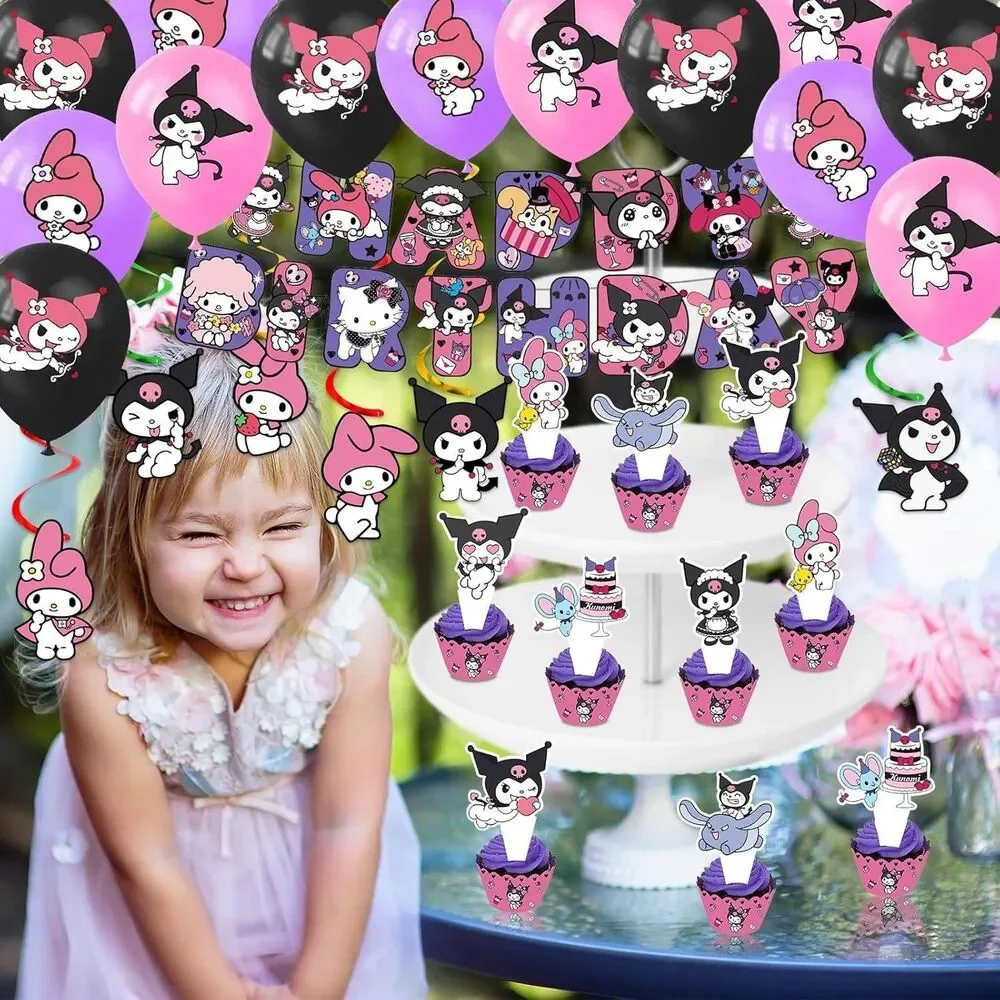 Kuromi Birthday Party Supplies, Party Decorations Set Include Banner, Backdrop,